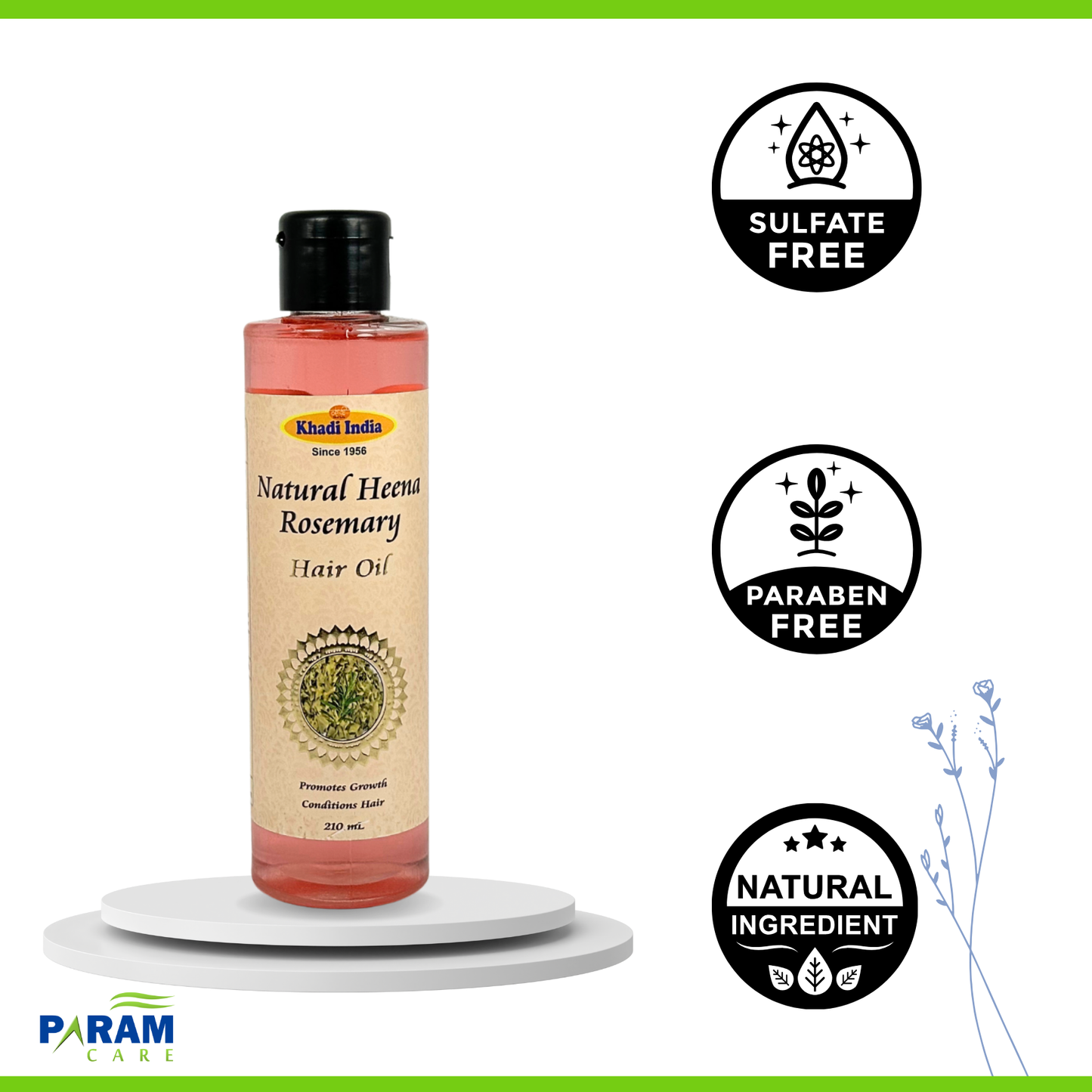 Khadi India Natural Henna and Rosemary Hair Oil - 210ml