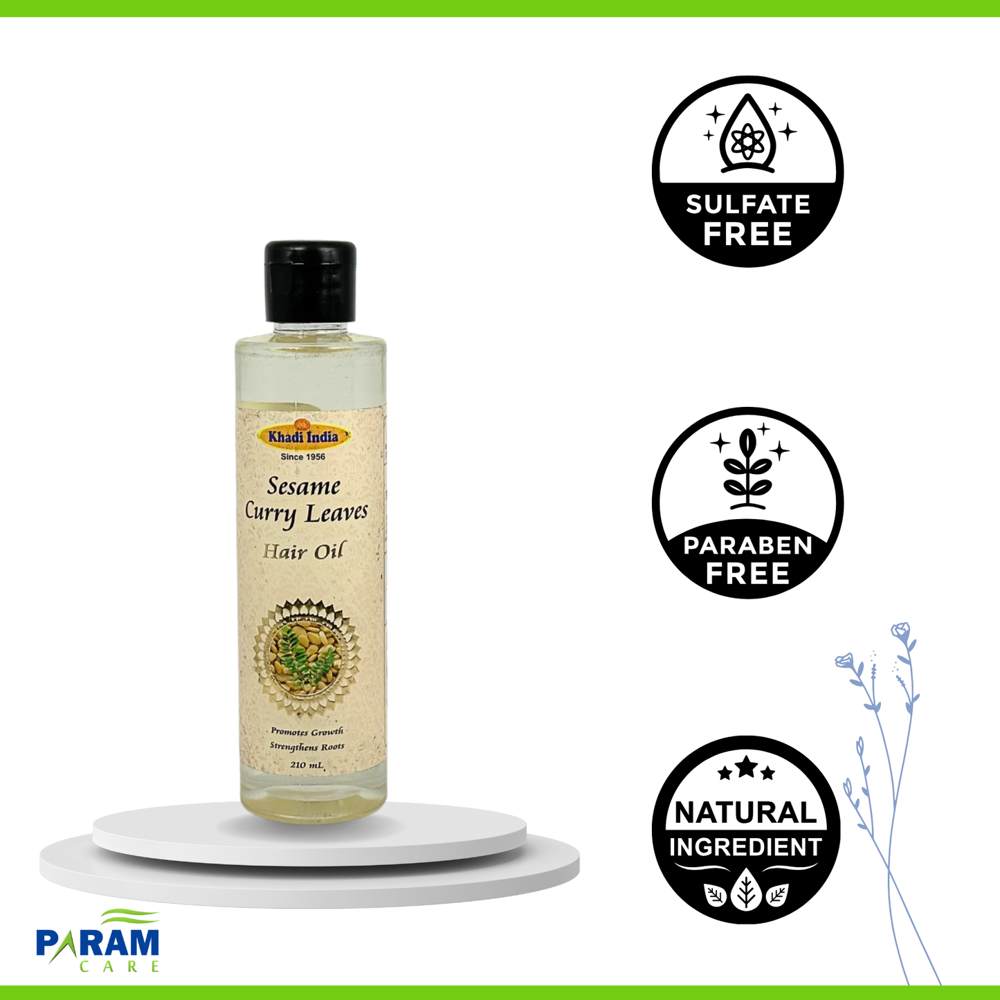 Khadi India Sesame and Curry Leaves Hair Oil - 210ml