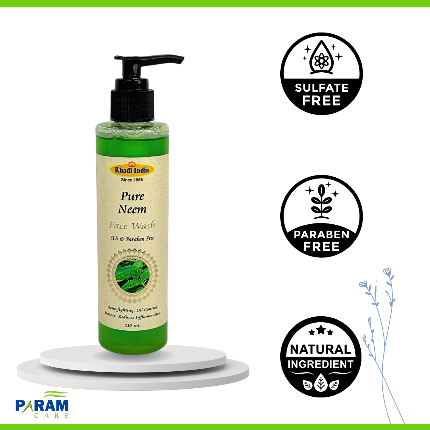 Khadi India Pure Neem Face Wash - 210ml