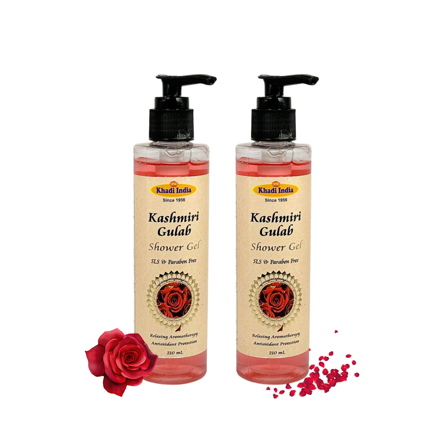 Khadi India Kashmiri Gulab Shower Gel - 210ml (Set of 2)